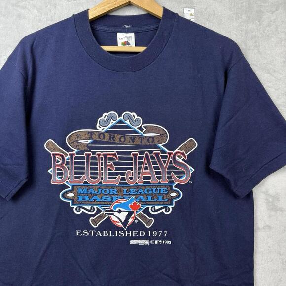 Vintage 1993 Toronto Blue Jays T-Shirt MLB Baseball Tee Fruit of the Loom Size L - Picture 1 of 7